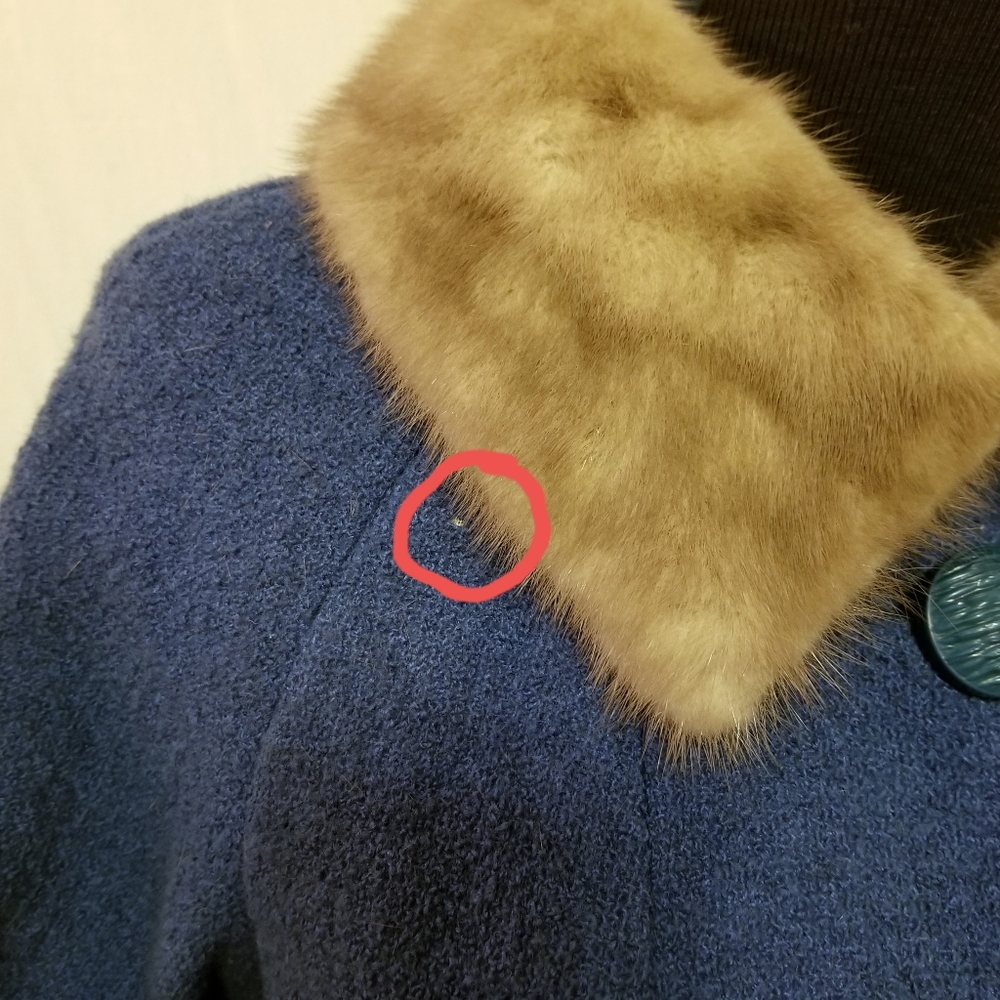 Vintage Wool Coat with Silver Fur Collar Sz L - Picture 9 of 13